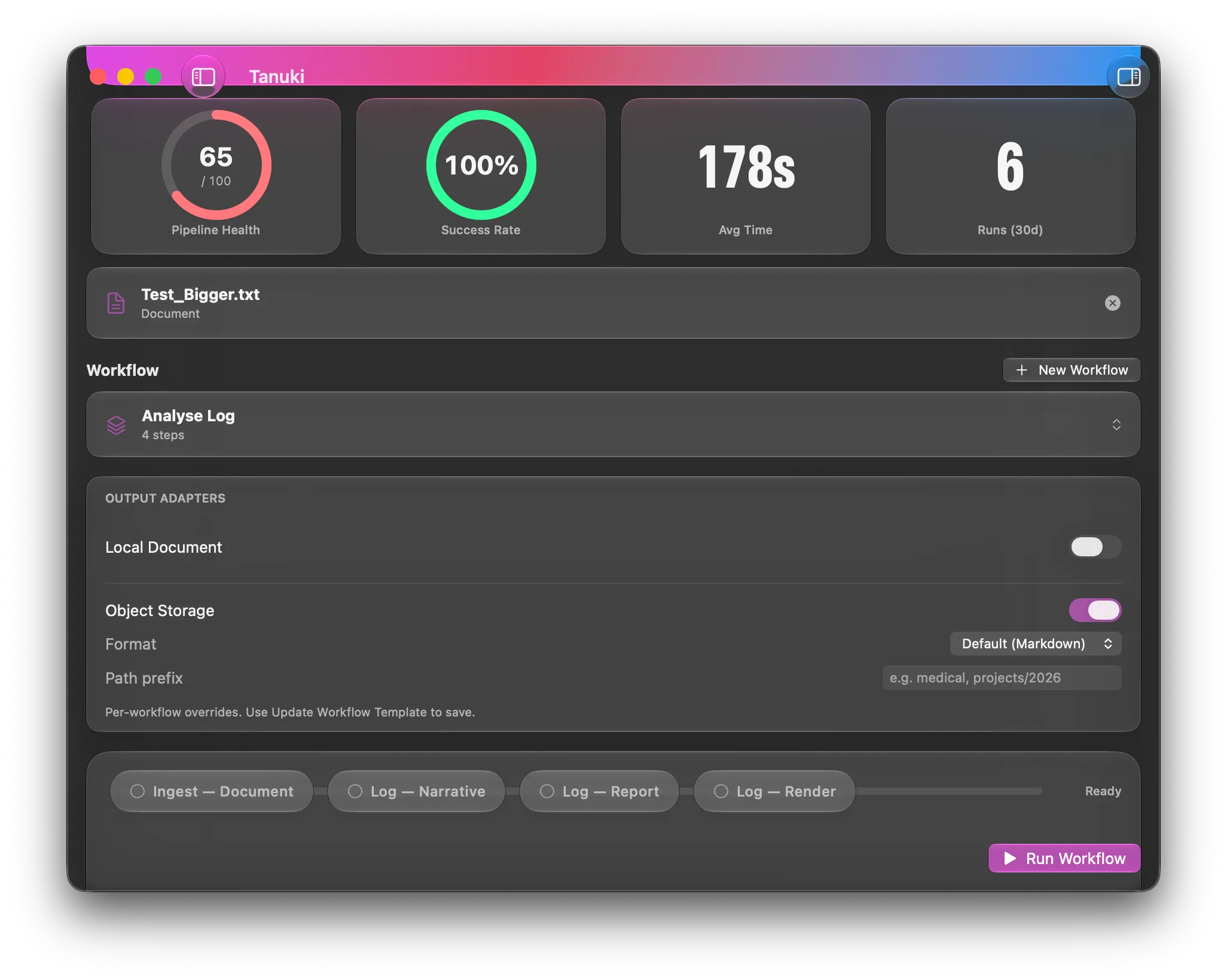 Output Adapters config pane